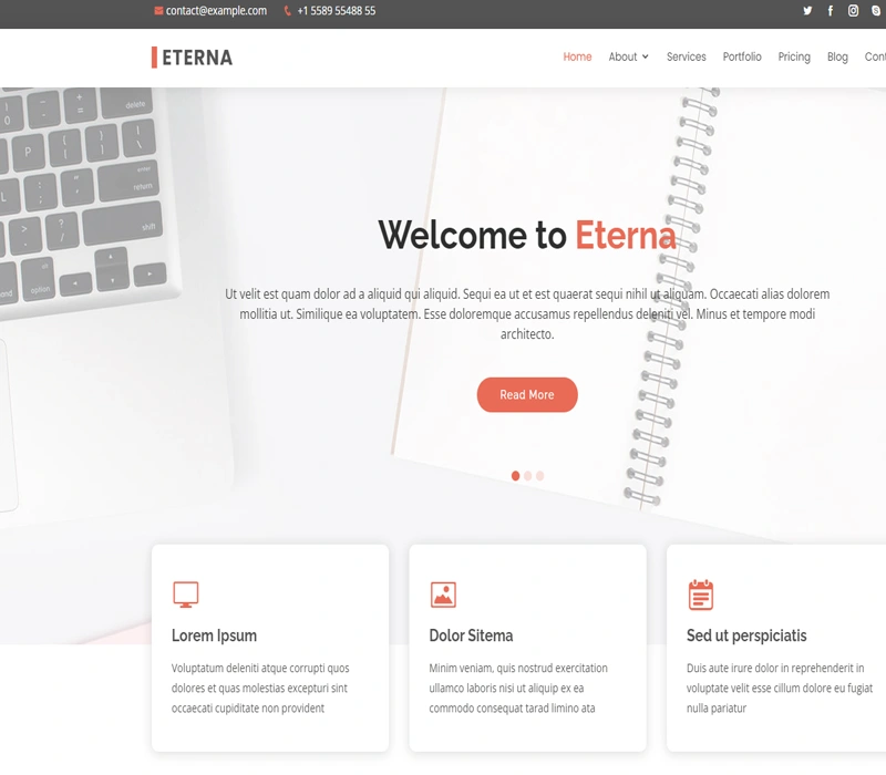 Eterna website template