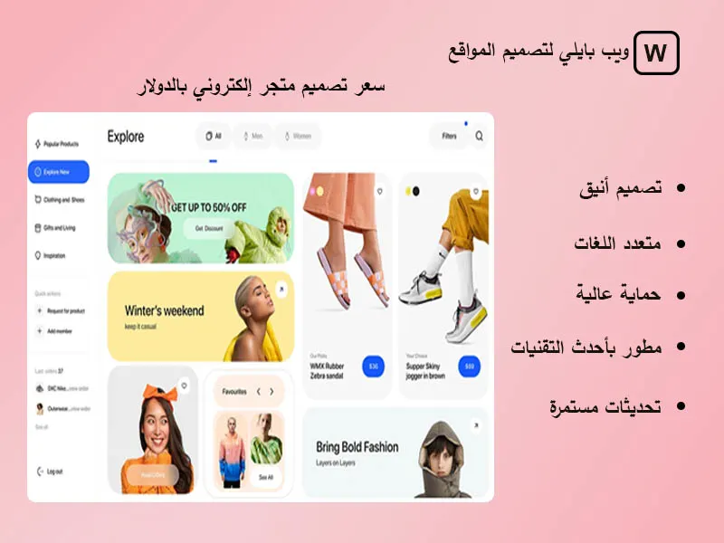 سعر تصميم متجر إلكتروني بالدولار للبيع اونلاين