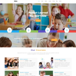 قالب تصميم موقع ويب لمدرسة جميل وسريع Kiddos